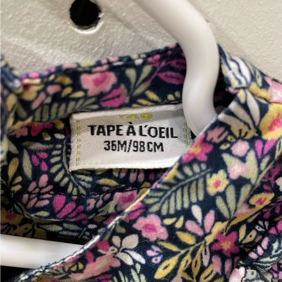 French floral toddler blouse shirt in pinks and greens - Picture 5 of 5